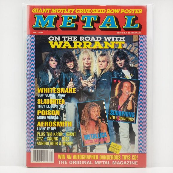 Metal Magazine Metallica Motley Crue KISS Skid Row Poster May 1990 Unread Stock - Picture 1 of 10